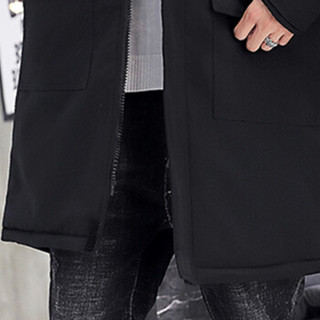 卡帝乐鳄鱼（CARTELO）棉服 男士中国风刺绣棉衣潮流连帽中长款棉袄外套A119-735黑色XL