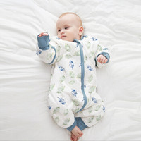 嫚熙(EMXEE)婴儿睡袋儿童冬季加厚分腿防踢被神器宝宝睡袋 MX-479190062 镂空双叶 80CM