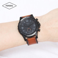 化石(Fossil)手表 Q Nate 欧美时尚运动智能腕表 多功能男士时装腕表 石英电子机芯棕带黑盘FTW1114