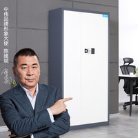 中伟保密柜文件柜双保险铁皮柜办公柜电子密码锁档案柜国宝锁通门蓝白框带暗抽