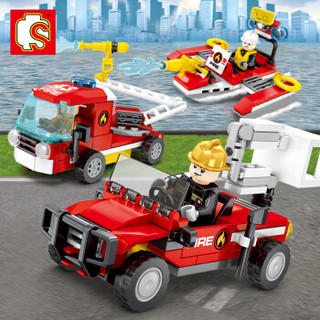 森宝（SEMBO）儿童玩具兼容乐高城市警察消防车男孩拼装积木模型消防系列前线救援车603041