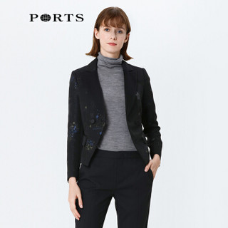 PORTS宝姿2019新品女装优雅百搭修身西装夹克SA9J020GFB017 BLACK 10