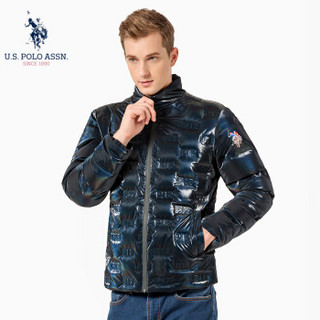 U.S. POLO ASSN.羽绒服男2019秋冬新款男装韩版鸭绒立领外套男上衣潮男装 6194117165 深蓝 3XL