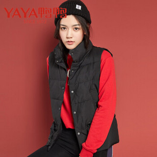 鸭鸭（YAYA）羽绒马甲女短款立领时尚修身韩版羽绒马甲女装 D-531702 黑色 155