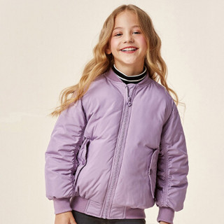 笛莎（DEESHA）冬季新款女童童装保暖防风棒球服飞行员夹克棉服外套雾紫110