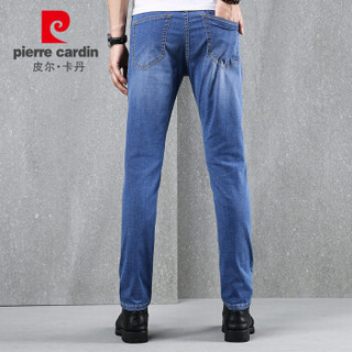 皮尔卡丹（pierre cardin）203915-0800 长裤男宽松小脚春夏新品水洗弹力商务休闲牛仔裤 蓝色 33