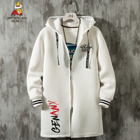 稻草人(MEXICAN)风衣男中长款2019秋冬季新款男士休闲大衣夹克外套时尚青年韩版宽松连帽外套男装 白色 L