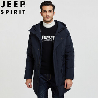 吉普 JEEP 羽绒男2019冬季新款男士休闲商务羽绒白鸭绒中青年保暖外套男 TJZ8908 蓝色 XL