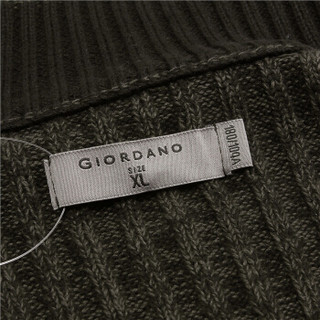 佐丹奴（Giordano） 针织衫 双绞提花半高领毛衣男士修身毛线衣开衬针织外套01057707  黑加大码(180/104A)