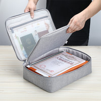 BUBM 证件收纳包家庭家用大容量盒多功能箱护照户口本存折本重要文件袋  JTB-N单层+内胆 灰色