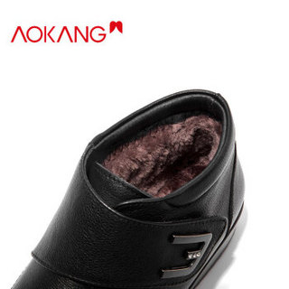 奥康（Aokang）加绒保暖短筒舒适休闲女鞋196024060黑色37码