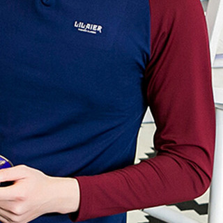 卡帝乐鳄鱼（CARTELO）T恤套装 男士时尚休闲V领拼接加绒加厚保暖内搭套装B260-D25宝蓝色3XL