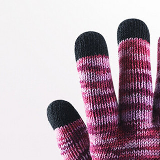 GLO-STORY 毛线手套男女 冬季针织触屏手套男 女士冬季情侣款保暖毛线手套加绒渐变色MST844207 渐变紫粉