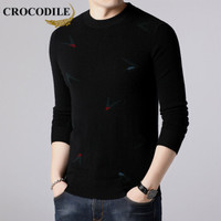 鳄鱼恤（CROCODILE）羊毛衫 男士2019秋冬时尚潮流韩版休闲毛衣 2013-X9657 黑色 3XL