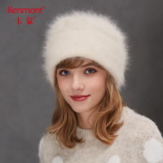 卡蒙 （Kenmont） km-9307 兔毛毛线帽女可爱护耳帽休闲百搭保暖套头帽针织绒线帽 白色 均码58cm