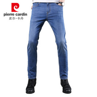 皮尔卡丹（pierre cardin）203915-0800 长裤男宽松小脚春夏新品水洗弹力商务休闲牛仔裤 蓝色 29