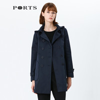 PORTS宝姿2019新品女装经典双排扣风衣外套ALN9T005JWP064 NAVY 4