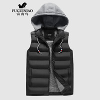 富贵鸟马甲男休闲坎肩背心户外外套中青年保暖 黑色 L