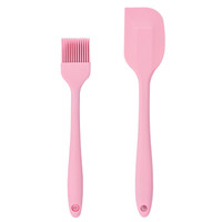 Jekero 杰凯诺 烘焙工具 硅胶刮刀 烧烤油刷两件套 蛋糕刮板奶油抹刀 粉色