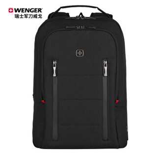 瑞士军刀威戈（Wenger）16英寸商务双肩包 可扩展笔记本电脑包防泼水 黑色（ 606490）
