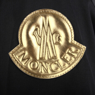 moncler 盟可睐 女士黑色棉质金色袖标圆领短袖t恤 e1 093 8063700 8