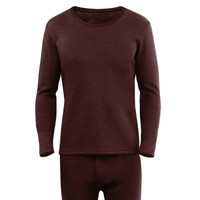 港莎 保暖内衣男加绒加厚套装圆领修身透气德绒保暖大码秋衣秋裤 紫红 XXXL