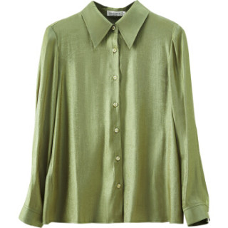 商品尚都比拉纯色衬衫女2019女装秋季新款时尚显瘦气质雪纺上衣 193c