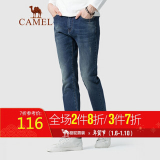 骆驼（CAMEL）男装 2019秋冬新款牛仔裤男韩版潮流弹力小直脚裤子休闲长裤 D9X134389 蓝色34