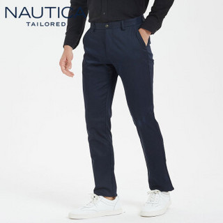 诺帝卡 NAUTICA 2019秋冬新款刺绣直筒西裤男士商务休闲长裤子纯色经典 NXK96271 藏青 36(180/92B)