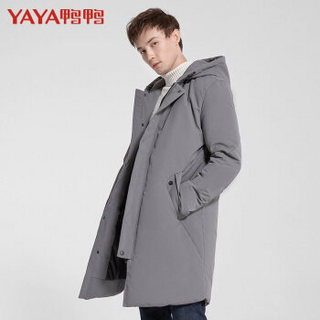 鸭鸭（YAYA）羽绒服男中长款连帽休闲百搭羽绒服男装 A-58333 炭灰 190A