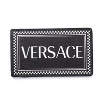 VERSACE 范思哲 奢侈品 19秋冬新款 男士黑色皮革复古风白色LOGO卡包卡夹 DPN7438 DVESF KNBN