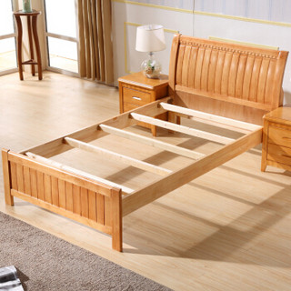 洛克菲勒 实木床橡木床单人储物床海棠色宽1.35米