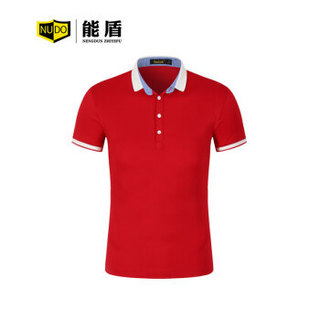 能盾夏季polo衫翻领男女工作服短袖广告衫文化衫酒店服务员宽松t恤上衣制作85651MQ红色上衣XS