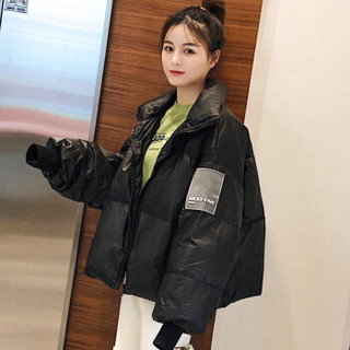 莉夏乐 棉服女短裤冬季2019新品韩版女装厚棉衣外套女棉袄潮ins宽松面包服 WLPNZBK1102 黑色 L