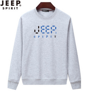 吉普 JEEP 卫衣男士秋装休闲圆领套头宽松长袖T恤 SS65018 灰色 3XL