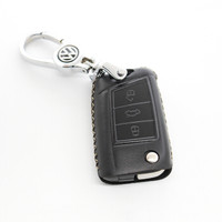 车达品2020款一汽大众探岳钥匙包专用钥匙扣智能钥匙真皮保护套(2020探岳一键启动)84全包款黑