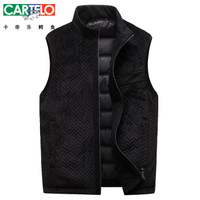 卡帝乐鳄鱼 CARTELO 羽绒马甲男外套2019新款无袖修身男士羽绒服冬装外套 8661 黑色 170/M