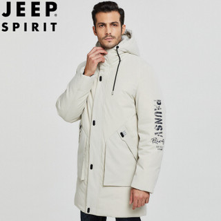 吉普 JEEP 羽绒男2019秋冬新品男士休闲时尚连帽羽绒外套白鸭绒保暖中青年上衣男 TJZ9002 卡其 2XL