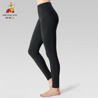 稻草人羊毛保暖裤女士秋冬双面绒贴身打底裤冬季加绒加厚无痕秋裤 EH953W9 玄黑 XXL