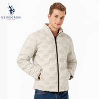 U.S. POLO ASSN.羽绒服男2019年秋冬新品立领加厚休闲防风中青年保暖鸭绒外套男装上衣 6194117164 白灰 XL