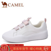 骆驼（CAMEL） 女士 韩版轻盈魔术贴平底休闲鞋 A93561634 米/粉 40