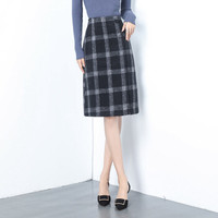 AUDDE 2019秋季新品女装半身裙女格子毛呢半身裙中长款高腰呢子包臀格子裙 KKWH1428 图片色 31/3XL