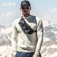  AK男装（AKSERIES） 2018秋冬新款都市特工结构线圆领毛衫1803010 黑色 S