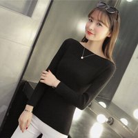 BANDALY 针织衫2020春季女装新款修身一字领韩版紧身长袖打底衫短款套头毛衣女 zx1AF02-216 黑色 L