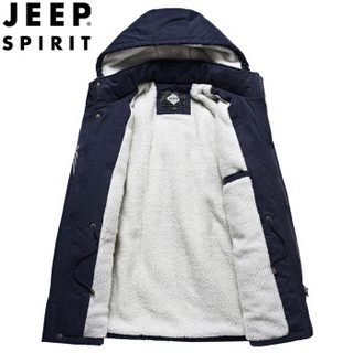 吉普 JEEP 棉服男加厚加绒2019冬季新款户外休闲外套棉衣宽松大码可脱卸帽 WGQ2255 深蓝 XL