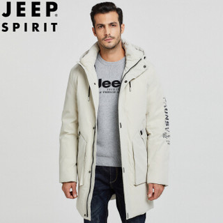 吉普 JEEP 羽绒男2019秋冬新品男士休闲时尚连帽羽绒外套白鸭绒保暖中青年上衣男 TJZ9002 卡其 XL