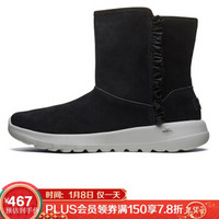 斯凯奇（Skechers）女款保暖绒毛 时尚甜美荷叶边中筒雪地靴 休闲鞋15525 黑色/BLK 37