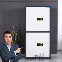 中伟保密柜文件柜双保险铁皮柜办公柜电子密码锁档案柜指纹锁通双节蓝白框带暗抽