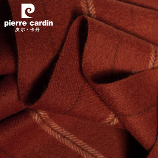 皮尔卡丹 羊绒男士围巾条纹加宽披肩时尚围巾披肩两用礼盒装 E22TM5148 红棕