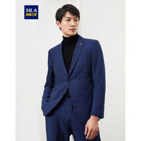 HLA海澜之家礼服套装男2019秋季新品格纹修身平驳领商务套西HTXAD3R016A藏青格纹(16)180/96A (50A) cz